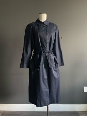 Aquascutum London Trench Coat Vintage Navy Belted Made in England Classic Twee